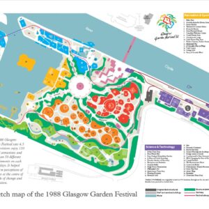 Low-resolution image of a large landscape print of a sketch map of the 1988 Glasgow Garden Festival