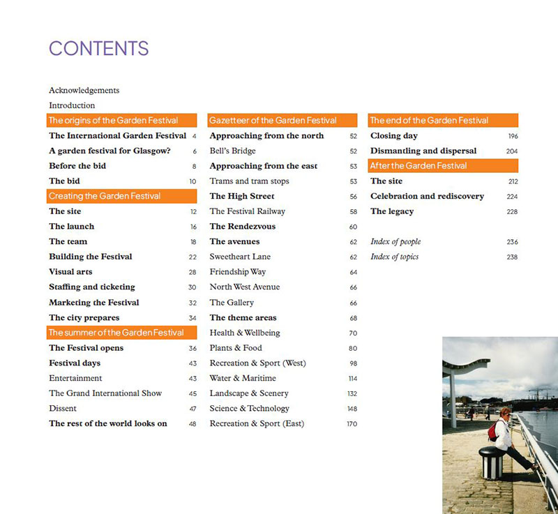 Glasgow Garden Festival book: sample contents page