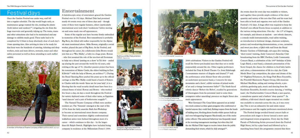 Sample page spread from 'The 1988 Glasgow Garden Festival'